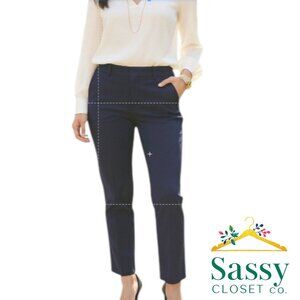 Ann Taylor Night Sky Navy Trousers Pants Size 6 Classic Front Zip Pockets EUC